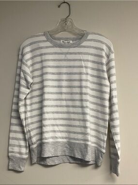 Workshop Republic Clothing Light Gray & White Striped Crewneck Sweater